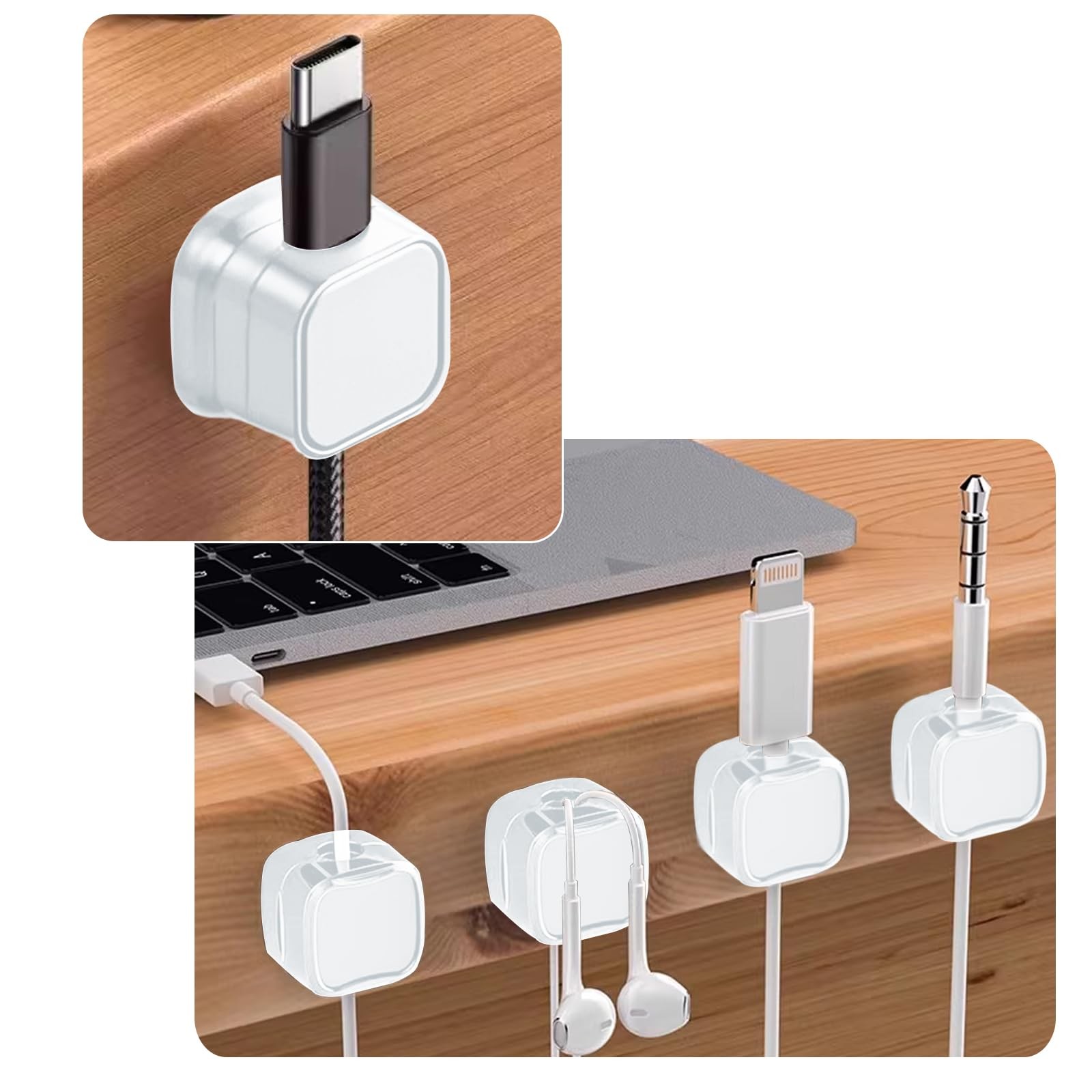 6 Pack Magnetic Cable Clips, Adjustable Cord Organizer Desk , Smooth Cable Ho...