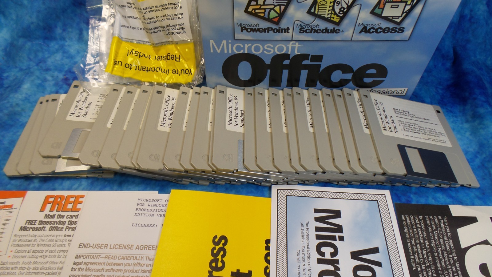 Vintage Microsoft Office for Windows 95 Standard on 3.5" Floppy Disk w/extras