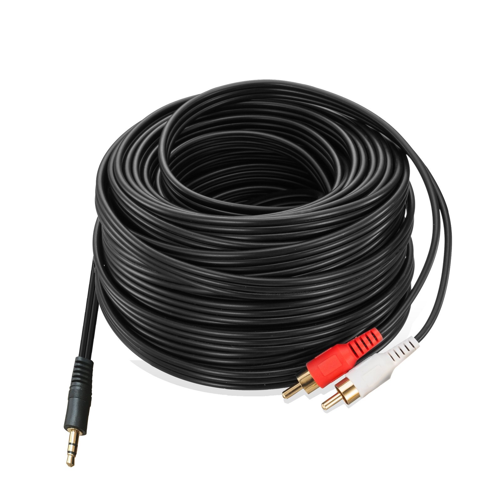 Ruaeoda 3.5 to 2RCA Audio Cable 25 Feet,3.5mm Aux Male 25 Feet, black