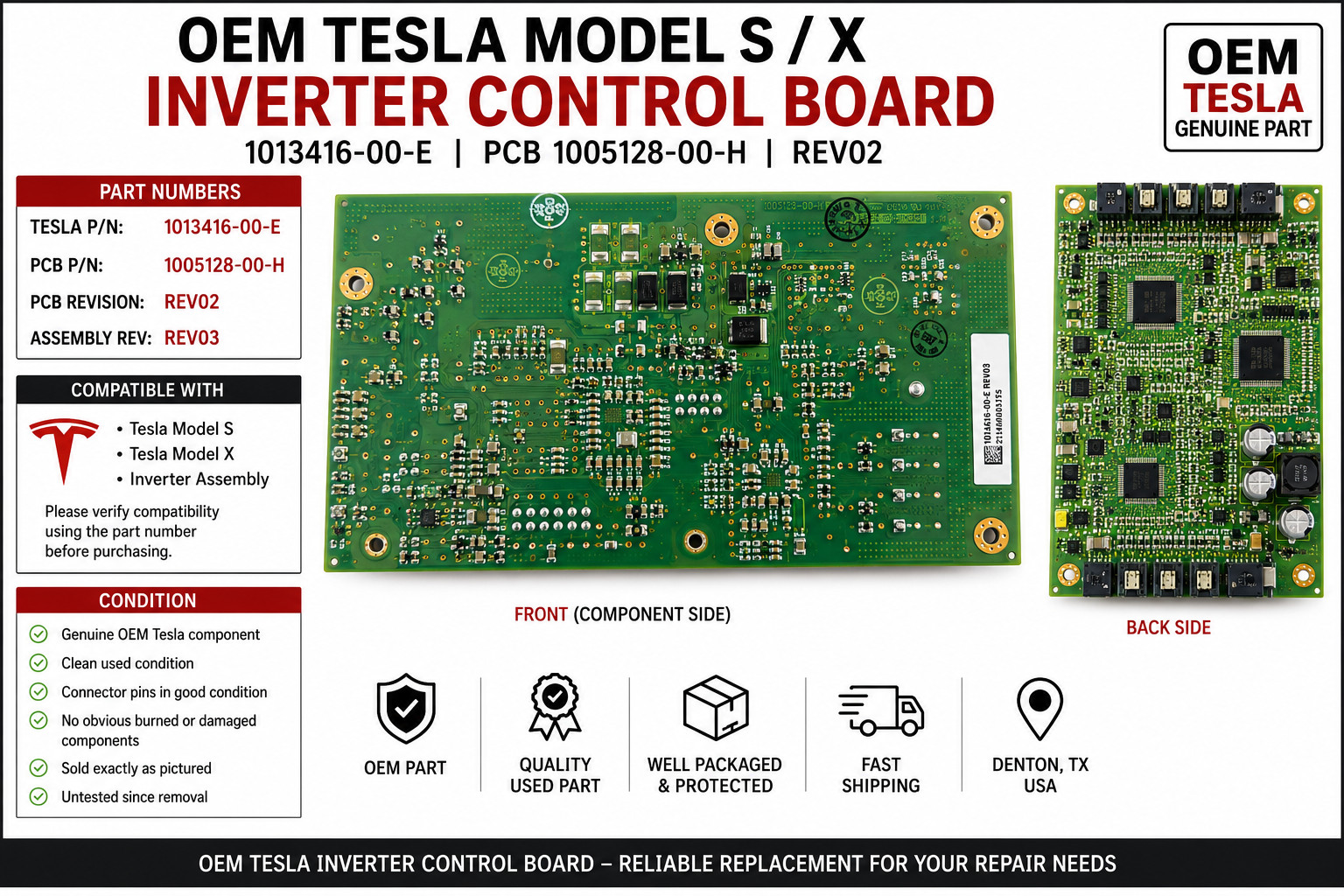 Tesla Model S/X Inverter Logic Control Board 1013416-00-E REV03 OEM LDU SDU