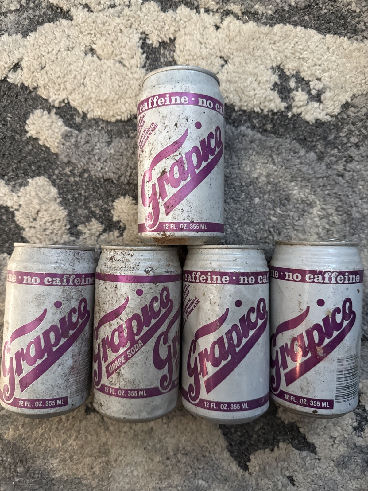 5 Grapico Cans 1980s Empty Soda Pop Can Vintage Grapico Birmingham Al Pull Tab