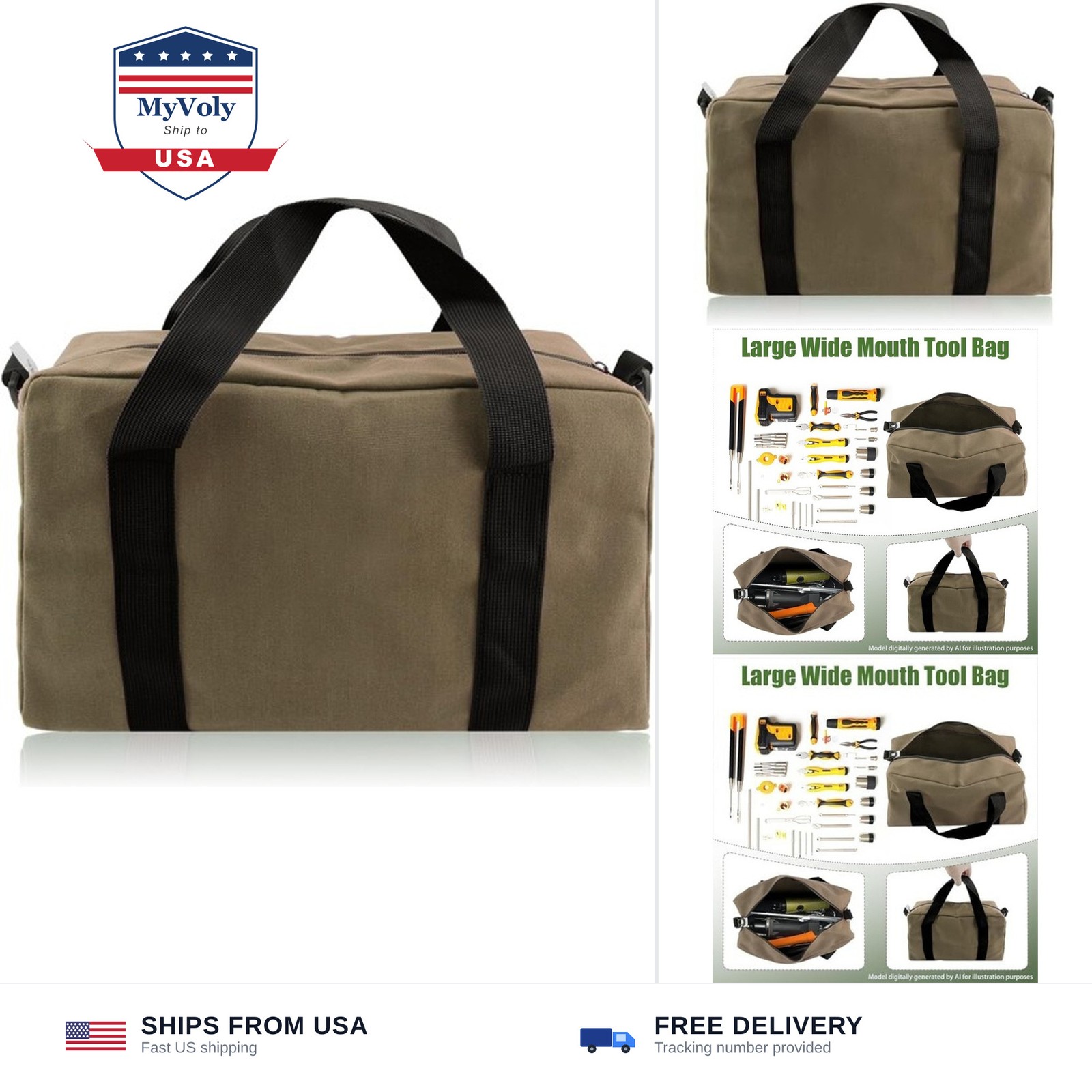 Small Tool Bag, Close Top Wide Mouth Tool Organizer Bag, Large Tool Bags | fo...