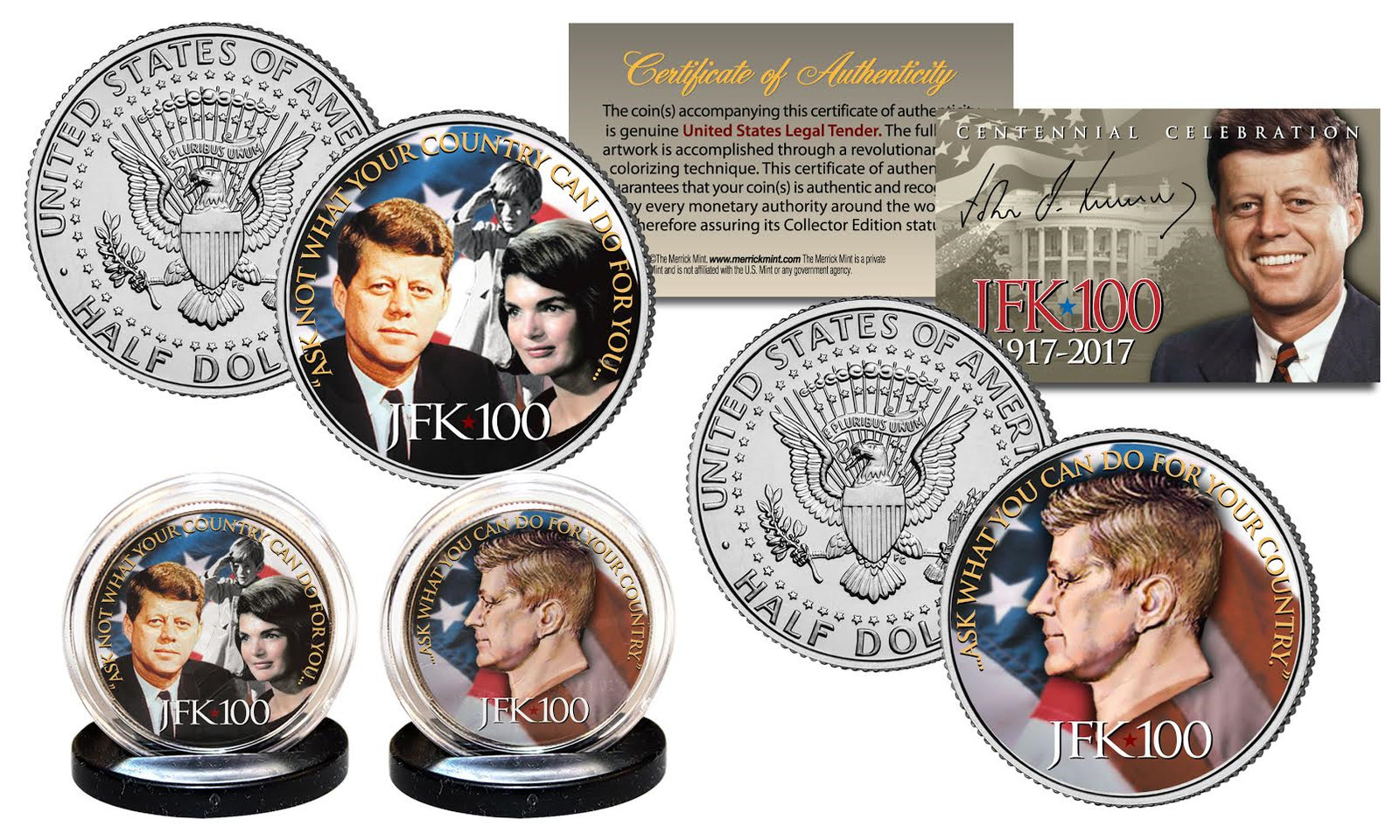 JFK100 JOHN F. KENNEDY Centennial OFFICIAL 2017 JFK Half Dollar 2-Coin U.S. Set