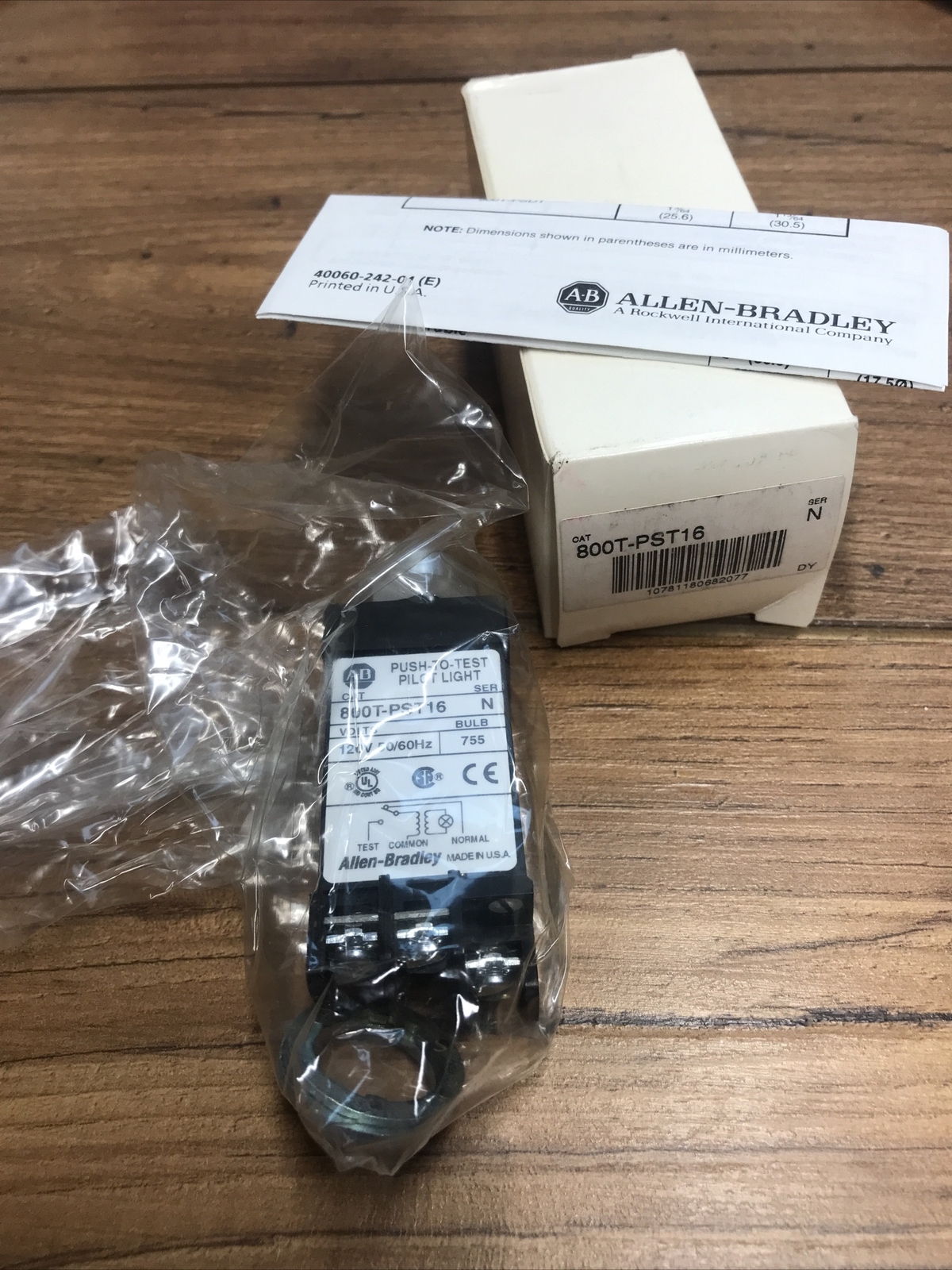 ALLEN BRADLEY 800T-PST16 PUSH TO TEST PILOT LIGHT NEW (Qty-1) Free Same Day Ship