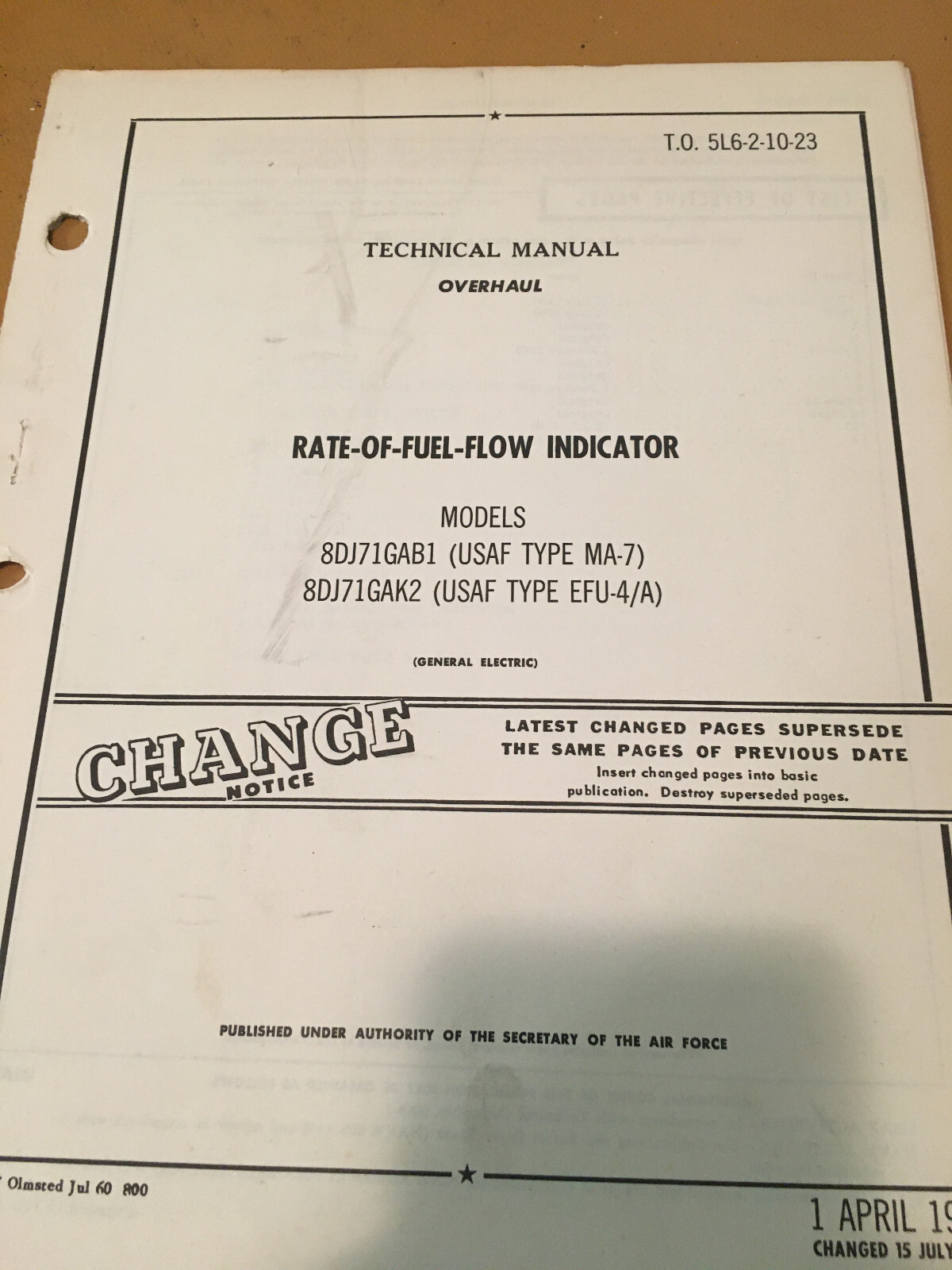 GE Rate of Fuel Flow 8DJ71GAB1 & 8DJ71GAK2 MA-7, EFU-4/A Overhaul Manual