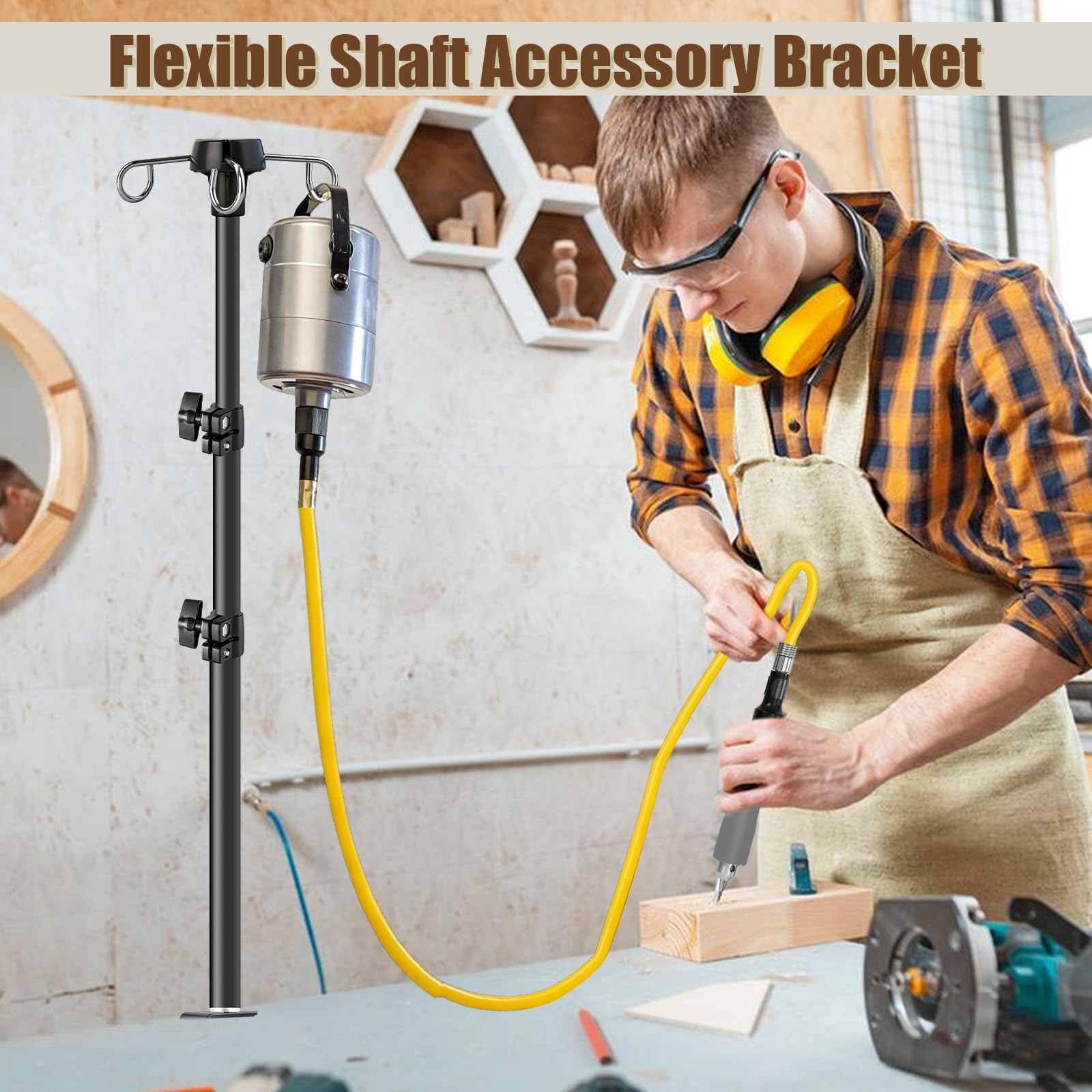 Rotary Tool Hanger Adjustable Flex Shaft Stand with Table Clamp, Height Adjus...