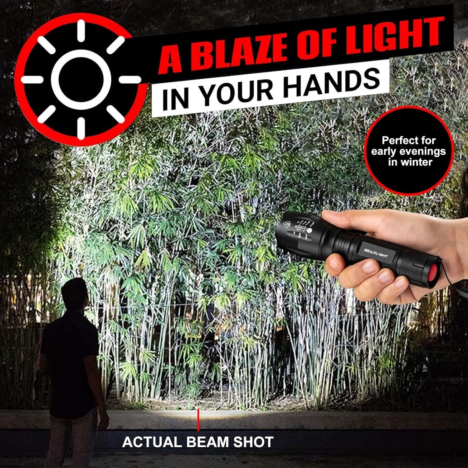 Gearlight S1000 LED Tactical Flashlight [2-PACK] - High Lumen. 5 Modes #00002