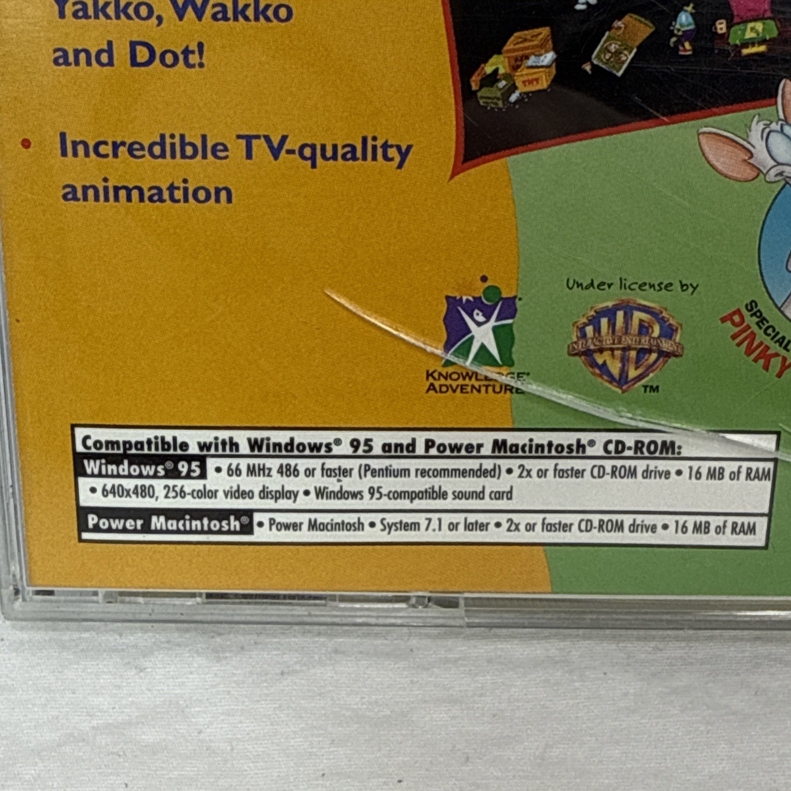 Animaniacs Game Pack PC CD ROM Windows 95 Play Zone VTG CIB Complete Funny Bone
