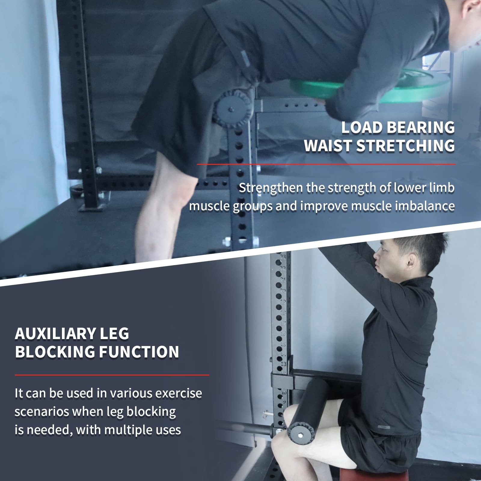 Single Leg Squat Roller/Nordic Hamstring Curl for Power Rack Attachments, Bul...