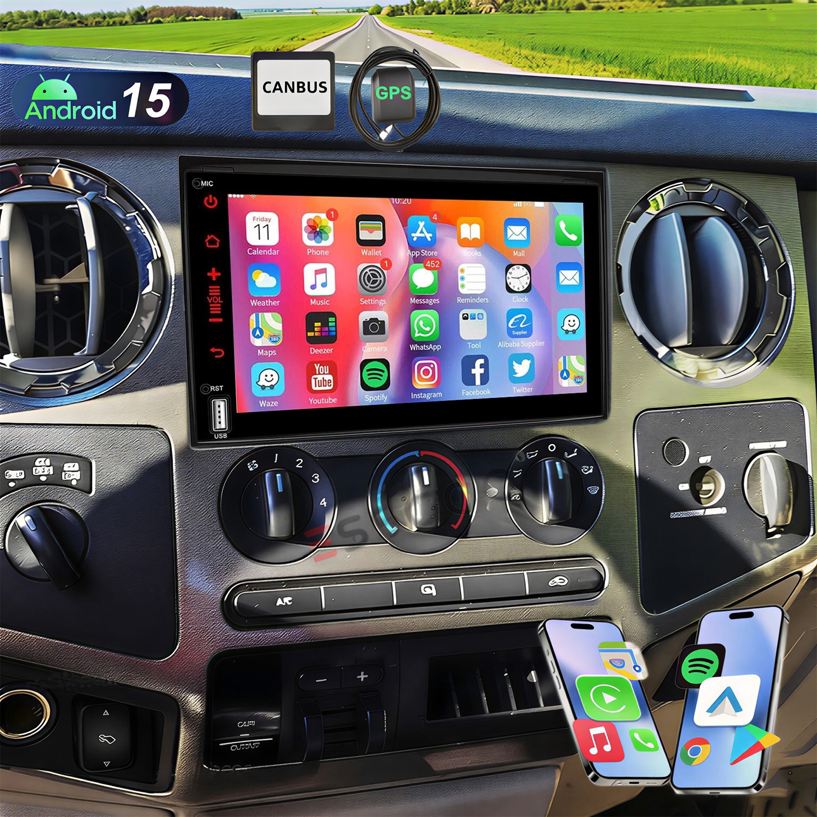 2+32GB Apple Carplay For 2008-2016 Ford F-250 F-350 Super Duty Car Stereo Radio