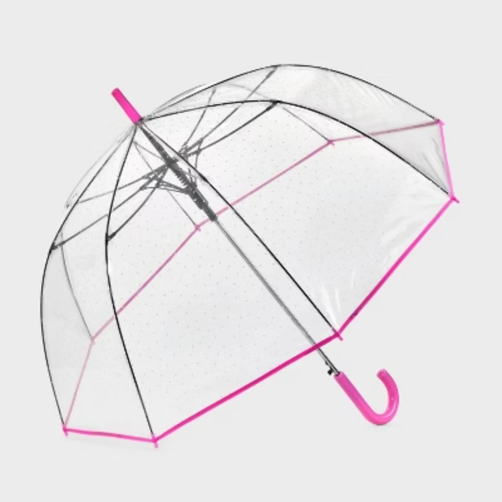 Bubble Umbrella - Pearl Pink: Manual Solid Design, Plastic Handle, 52" Span