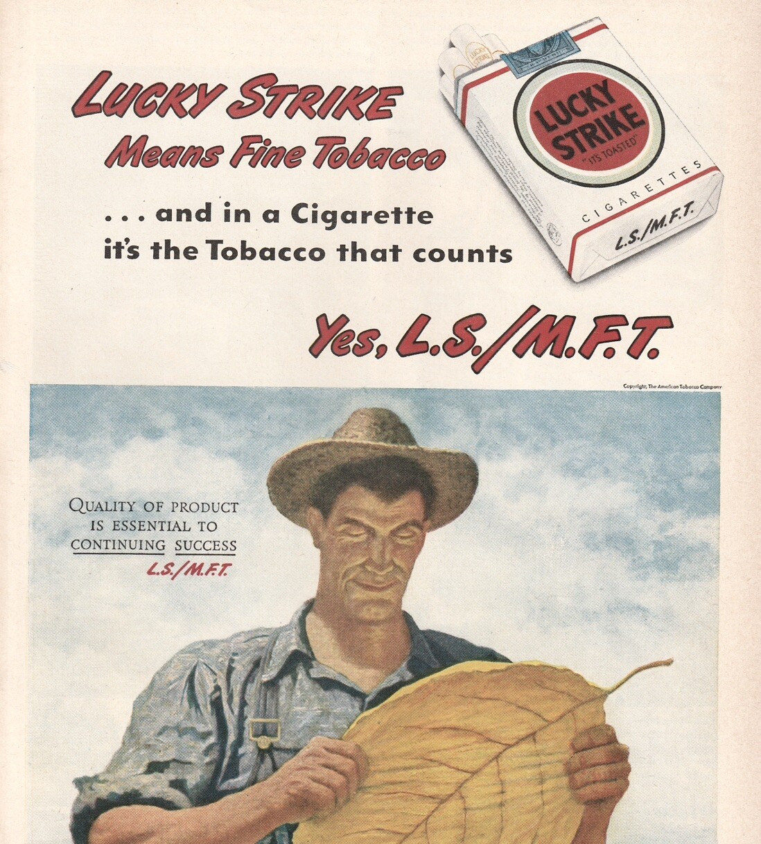Vintage 1947 Lucky Strike Cigarettes - Original Print Ad Art 20x29cm NYM 3847