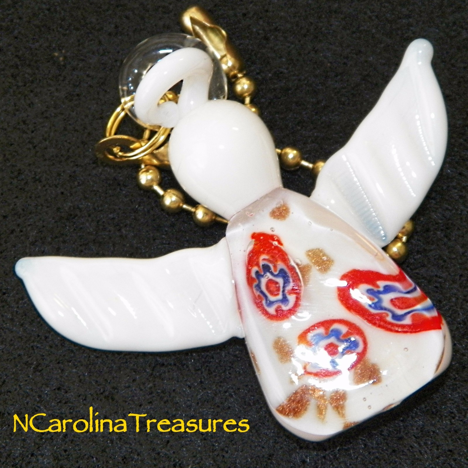 WHITE CHRISTMAS ANGEL HOLIDAY MURANO GLASS CEILING FAN LIGHT SWITCH PULLS PAIR