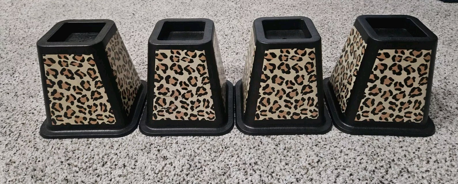 Bed Risers LEOPARD Storage Organization Durable LEOPARD 4-Pack 6 Inch Bed Risers