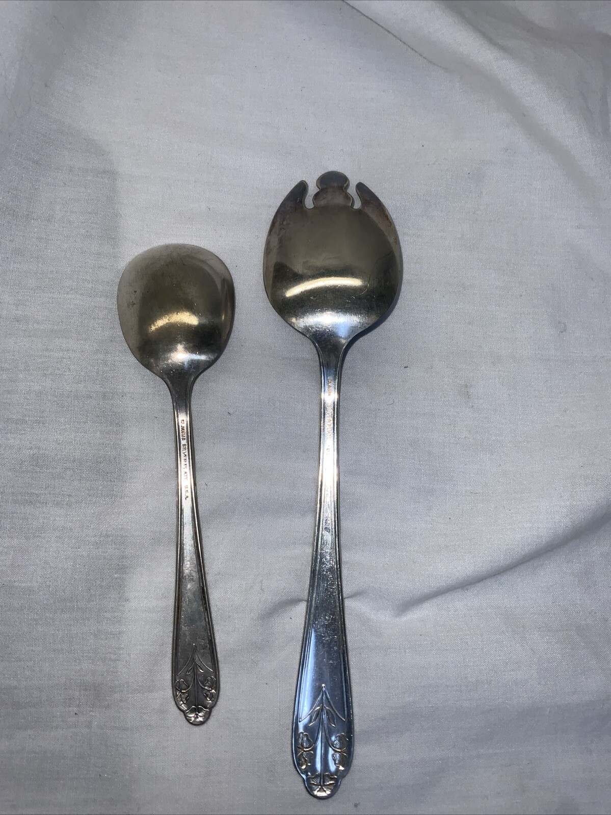 Claudia Silverplate Serving Spoon And Sugar Spoon