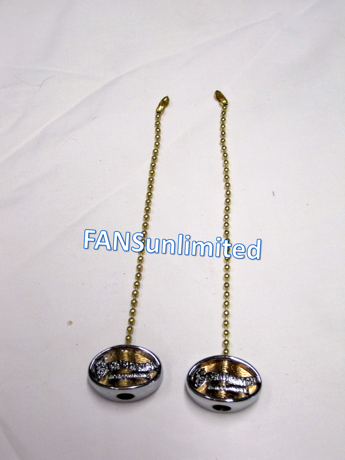 Casablanca Pull Chain Fobs (2) Silver with Copper Accent and Silver Beaded Chain