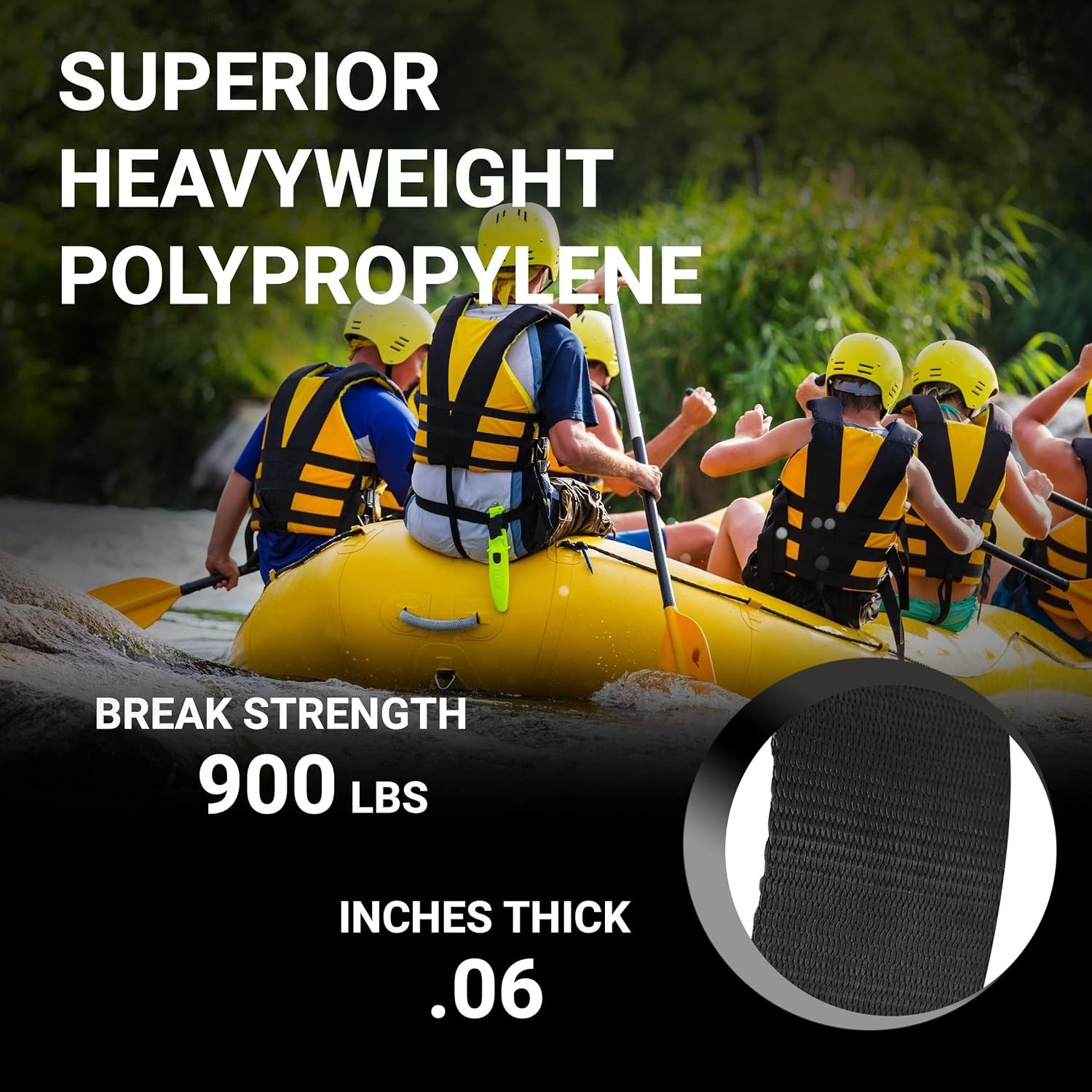 900lbs Strength Polypropylene Webbing - Versatile 1" x 10 Yards Black Straps