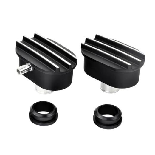 Oval Valve Cover PCV Combo Kit,Aluminum Air 4"*2.25"*2"-Oval Black