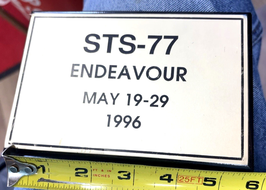1996 NASA SPACE SHUTTLE ENDEAVOUR STS-77 MISSION PLAQUE SIGN MSFC HUNTSVILLE AL