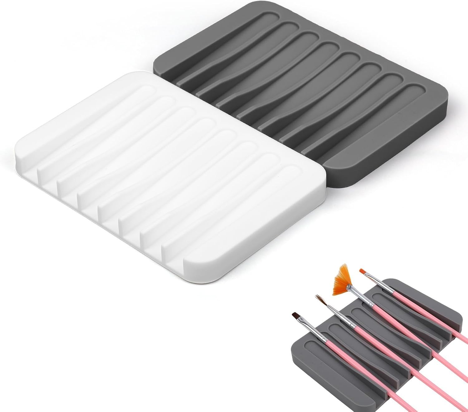 Compact 8-Slot Silicone Paintbrush Organizer | Durable Clean & Store Solution