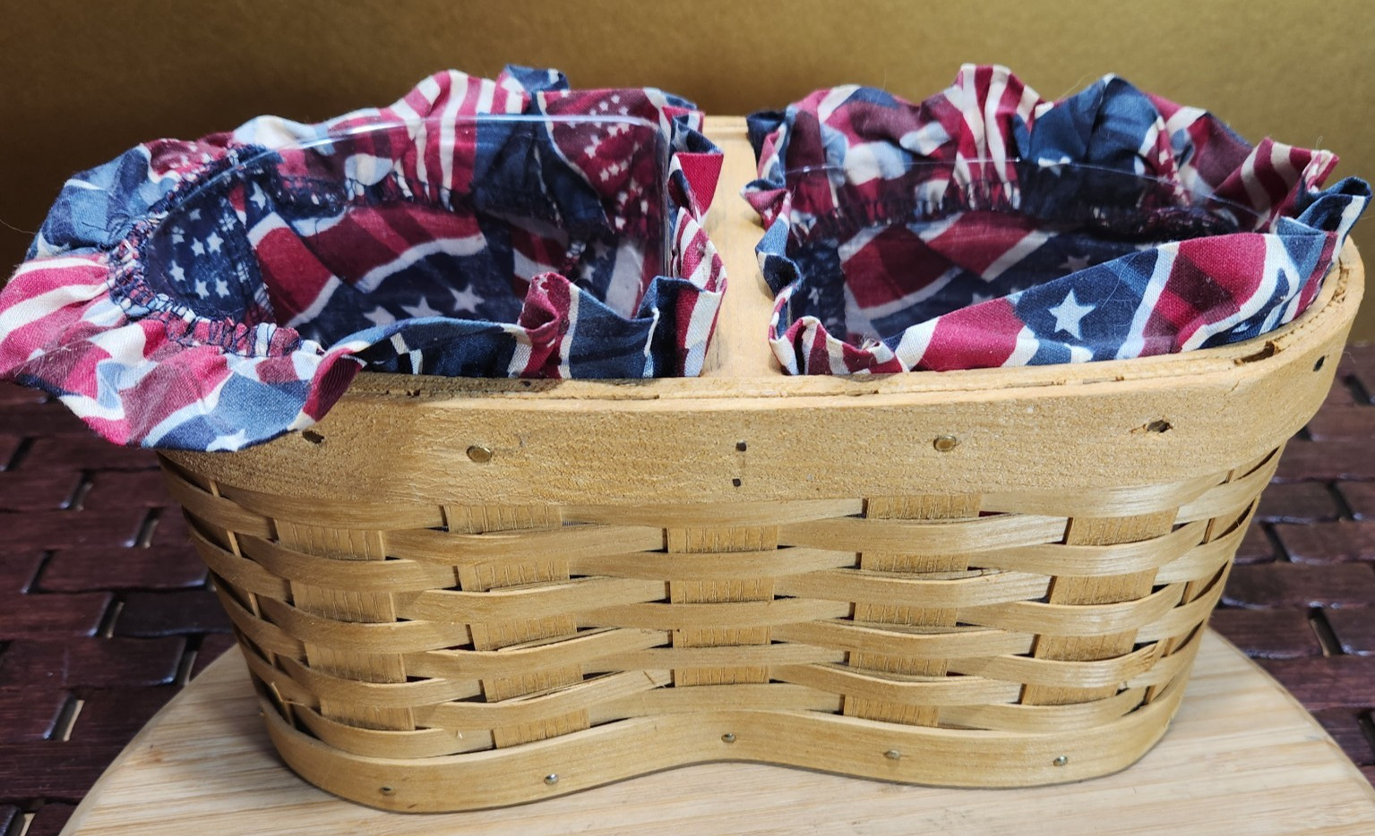 Peterboro Basket Co. Patriotic Double Planter Basket Never Used