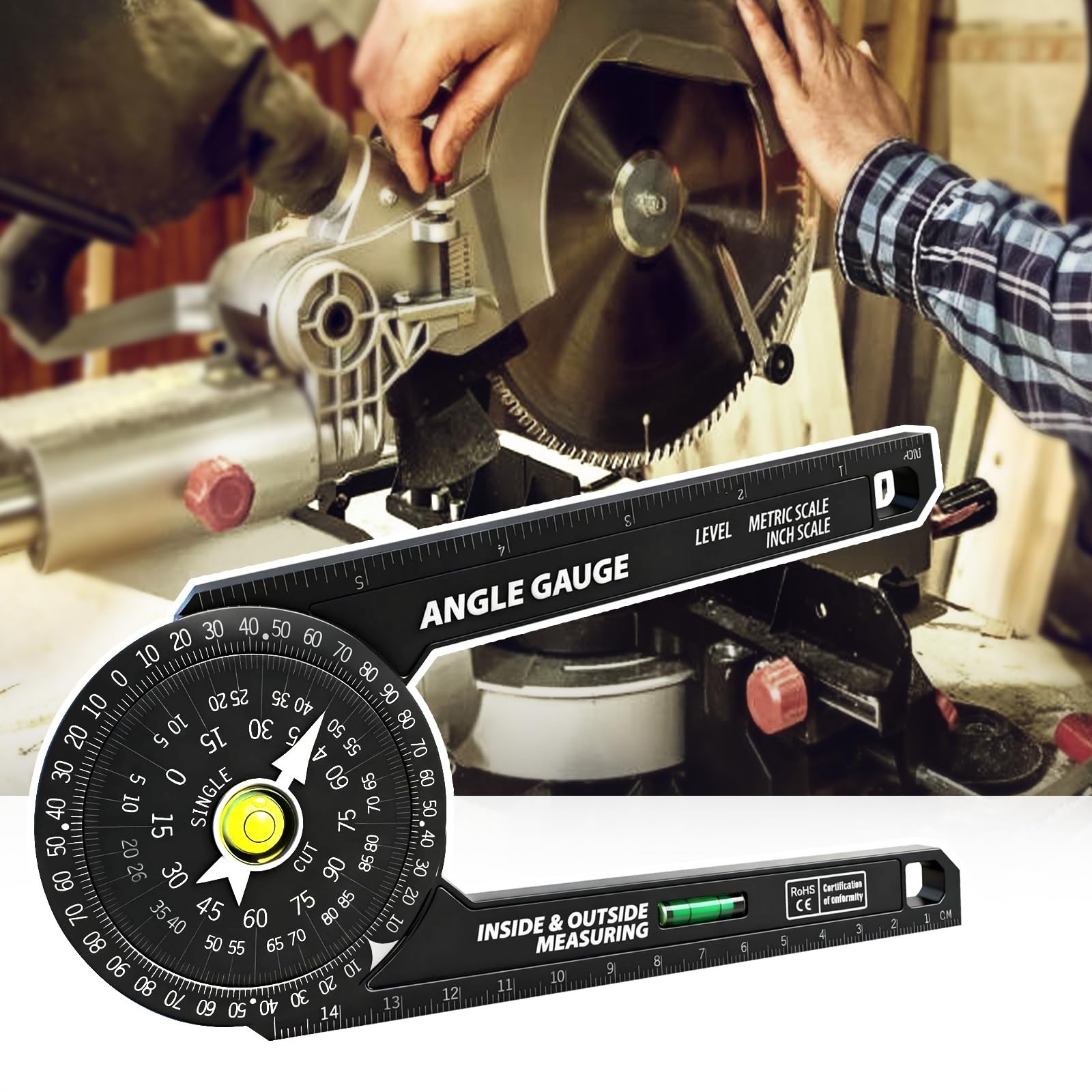 Miter Saw Protractor, 7 Inch Protractor with Level, High Precision Laser Mark...