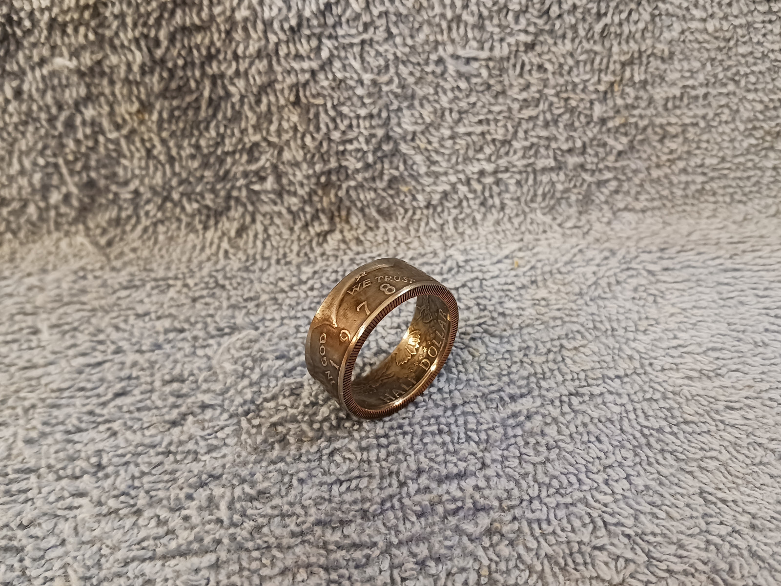 1978 Kennedy Half Dollars  size 12   coin ring  handmade mixed metals
