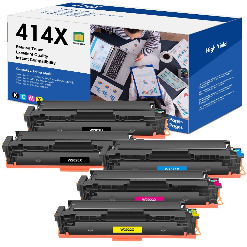 Toner WITH CHIP Compatible with HP W2020A 414A 414X Laserjet M454dw M479fdw Lot