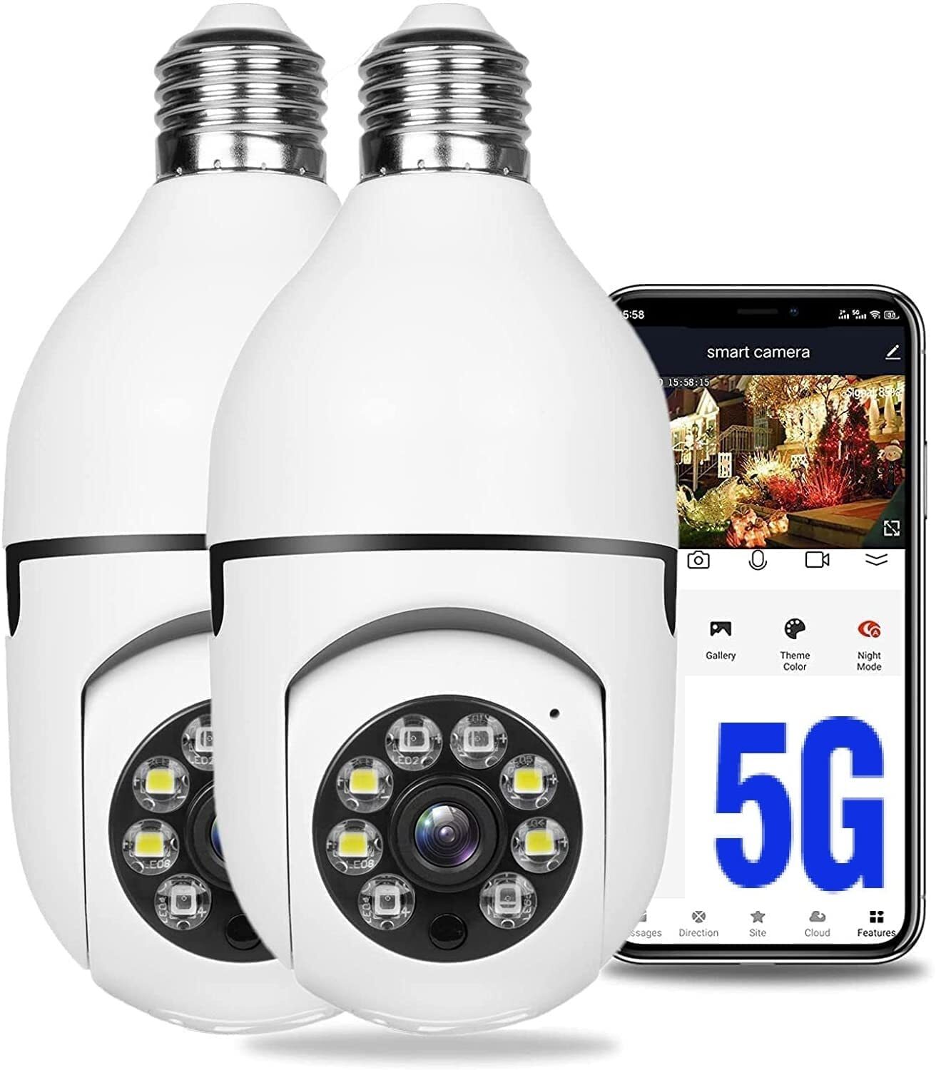 2x WiFi Bombilla Camara Inalambrica De Seguridad Para Casa Espia Vigilancia Foco