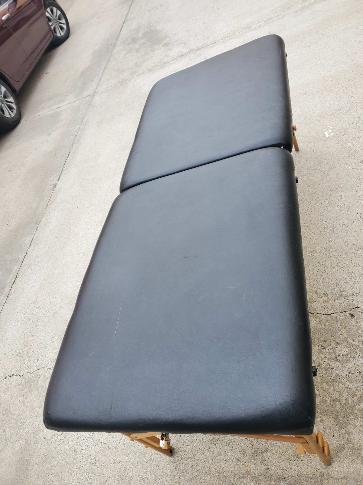 2 Massage Portable Foldable Massage Table Black Wood Faux Leather