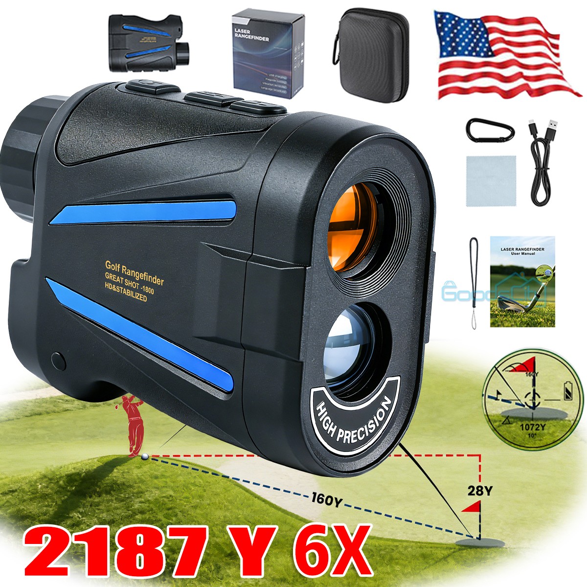 BFVV Hunting Golf Rangefinder 2187 Yards Laser with Slope Magnet Clear Accurate