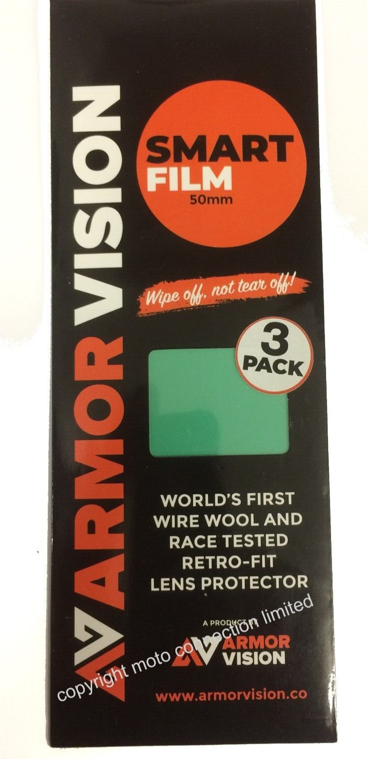 ARMOUR VISION 50mm SMART FILM  MX / ENDURO GOGGLES LENS PROTECTORS - PACK OF 3