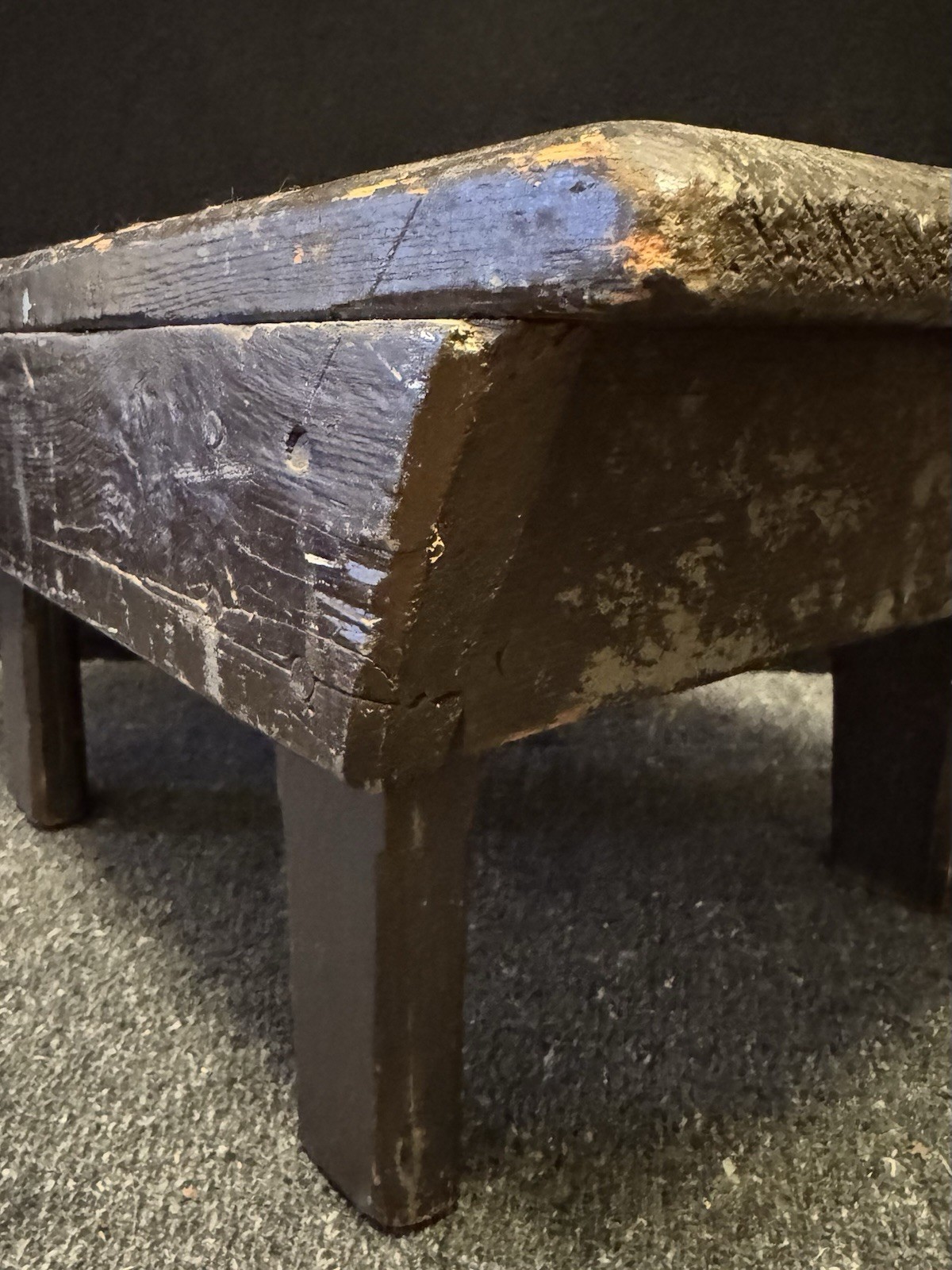 Vintage Primitive Wooden Step Stool Foot Stool Black
