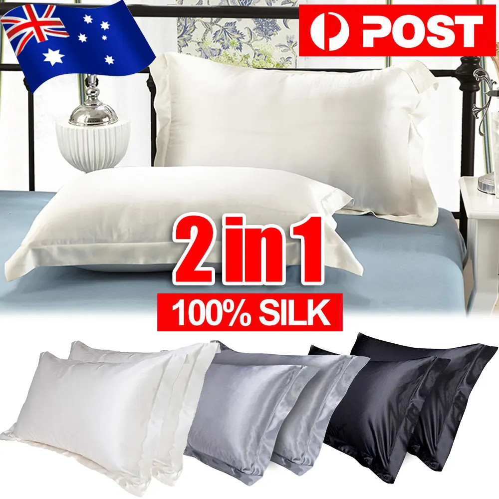 2PCS 100% Mulberry Silk Pillowcase Real Silk Pillowcase Pure Natural Silk Pillow