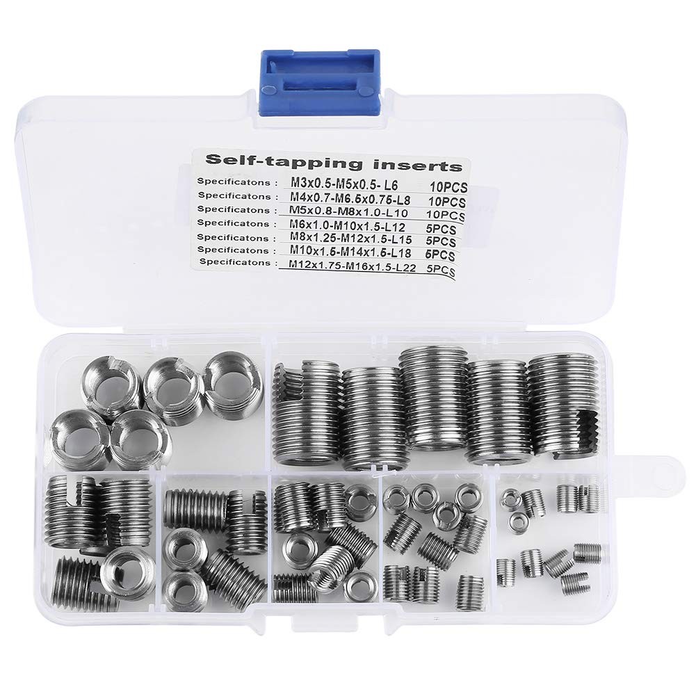 50 PCS Stainless Steel Thread Inserts Set Self Tapping Reinforce Repair Tool