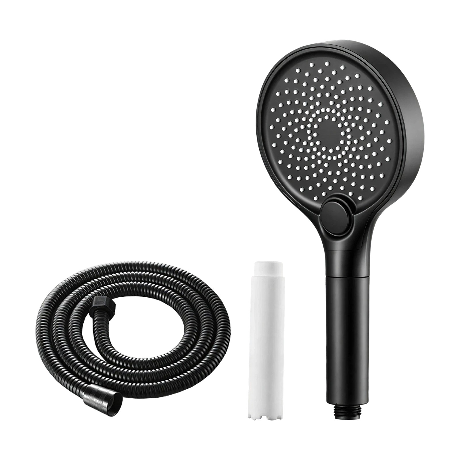 Handheld Filter High Pressure Showerhead 3-Mode Water Softener Black +1.5M Hose