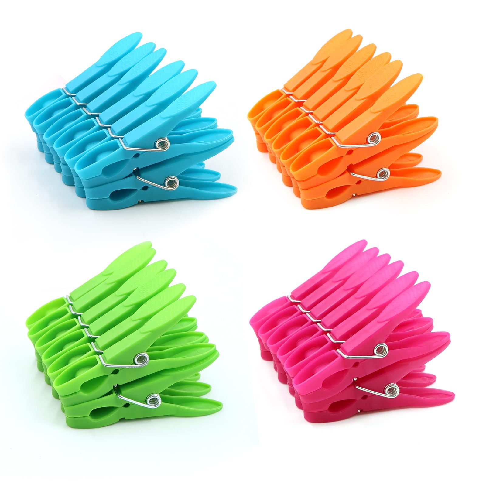 48 Packs Colorful Plastic Clothespins Hangers Clips Blue, Green, Pink, Orange