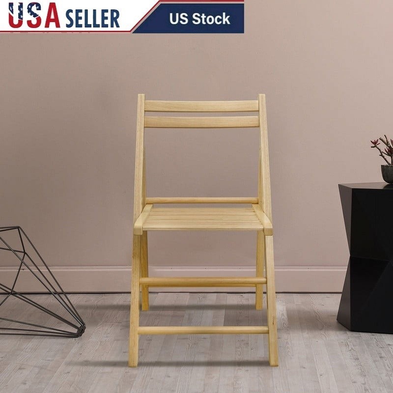 Wood Folding Chair Set of 2 Indoor Outdoor Space Saving Storage Event Utility US