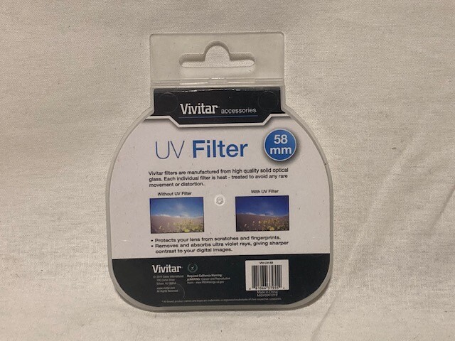 Vivitar UV58 58mm 1-Piece Camera Lens Filter - NEW - FAST FREE SHIPPING