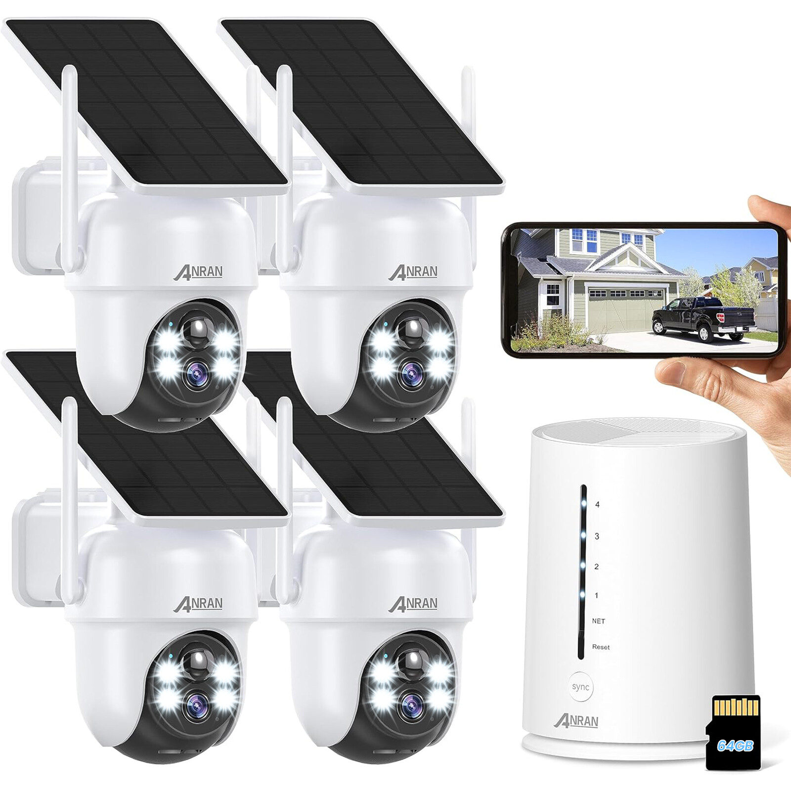 ANRAN Solar Battery Powered Wireless Security Camera System Outdoor WiFi Audio