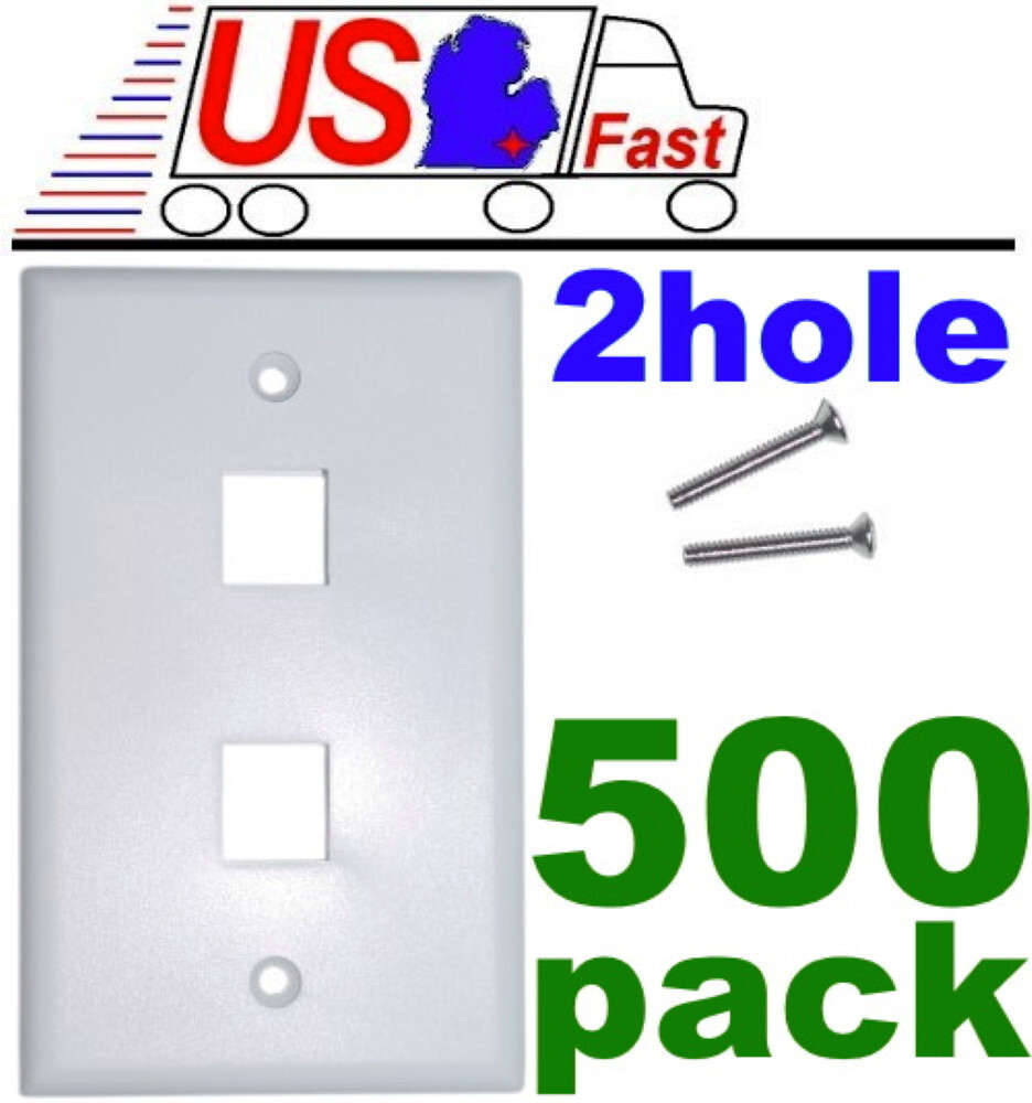 Lot500pk Keystone flush Wall face Plate 2/Two/Dual mount Hole/Jack/Port{WHITE