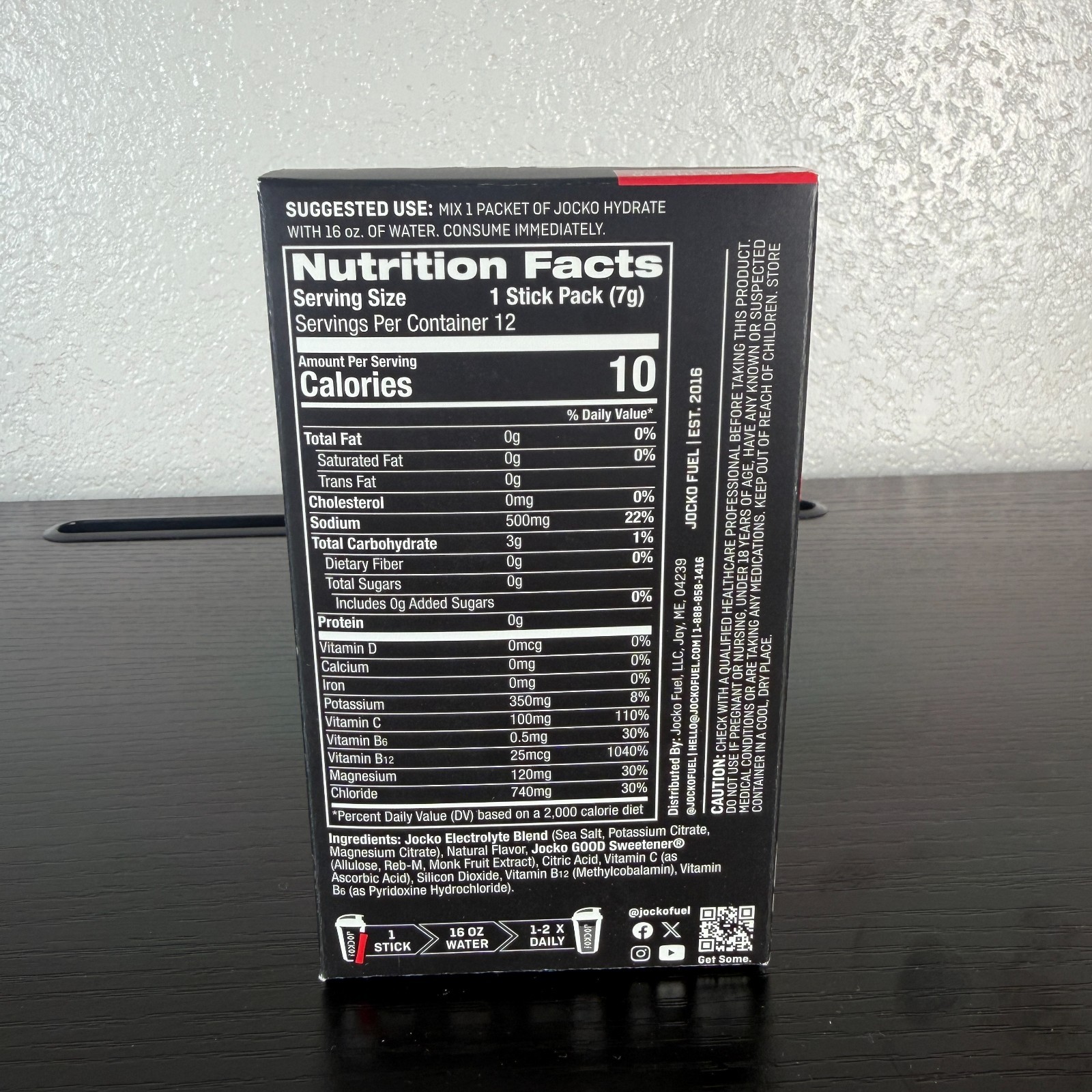 Jocko Fuel Rapid Hydration+ Electrolyte Stick Packets Strawberry - 12 Sticks