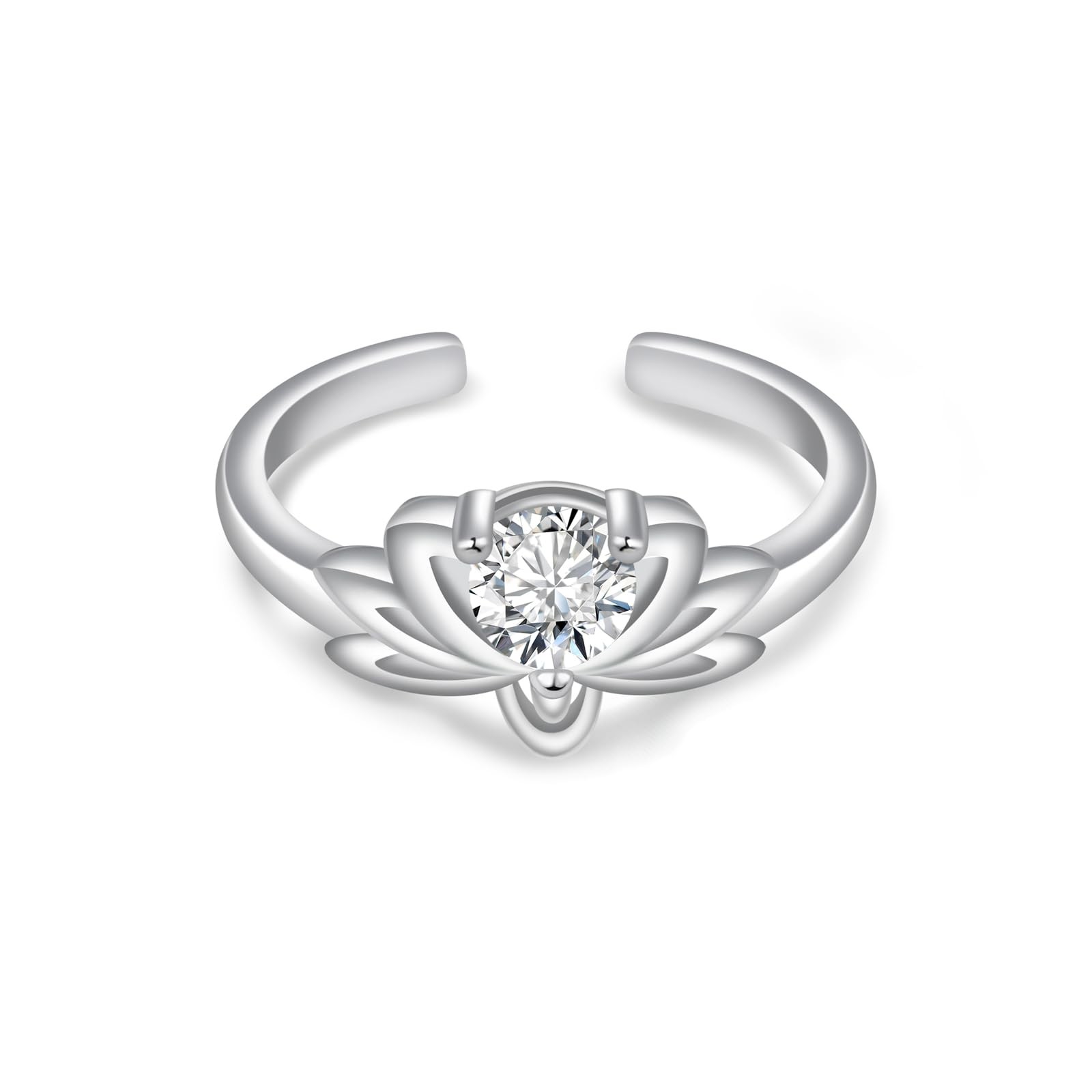 Moissanite Toe Rings for - 925 Sterling Silver Moissanite Lotus Toe Rings Moi...