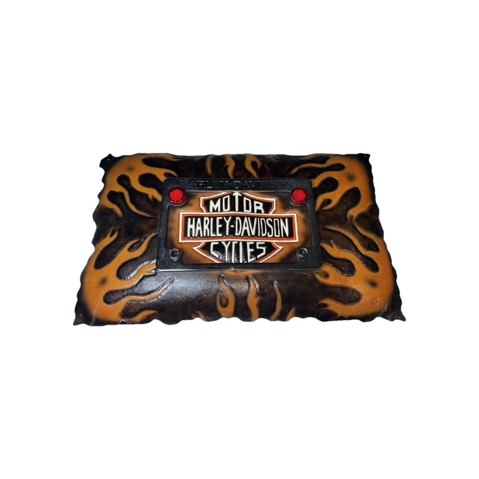 Harley-Davidson Motorcycle License Plate Holder On Leather Patch.