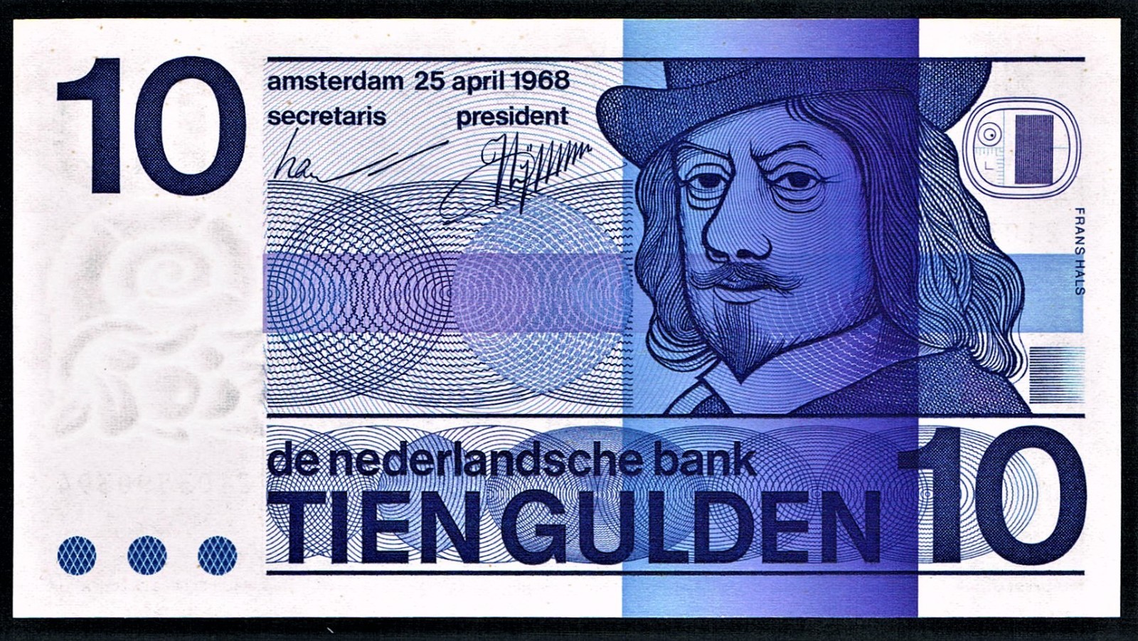 NETHERLANDS - 10 GULDEN 25.4.1968 UNC P 91b