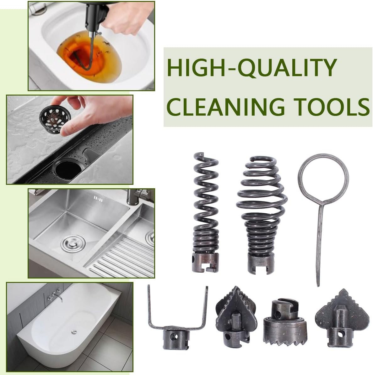 Drain Cleaner Combination Cutter Heads Set7PCS Drain Snake Drill Attachment ...