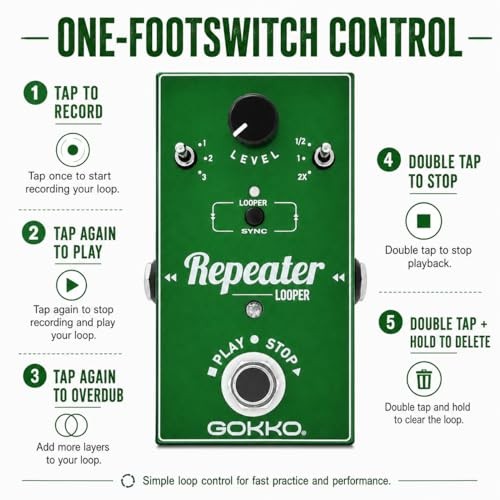 GK-27 Looper Pedal for Electric Guitar, 11-Min Loop Recording REPEATER Looper