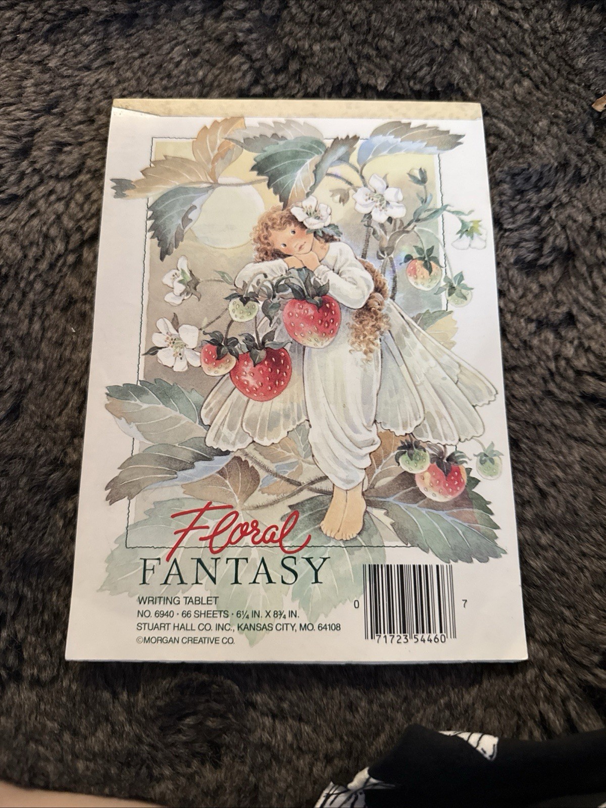 VTG Floral Fantasy Strawberry Fairy Writing Tablet Pad 21 Sheets Stuart Hall Sta