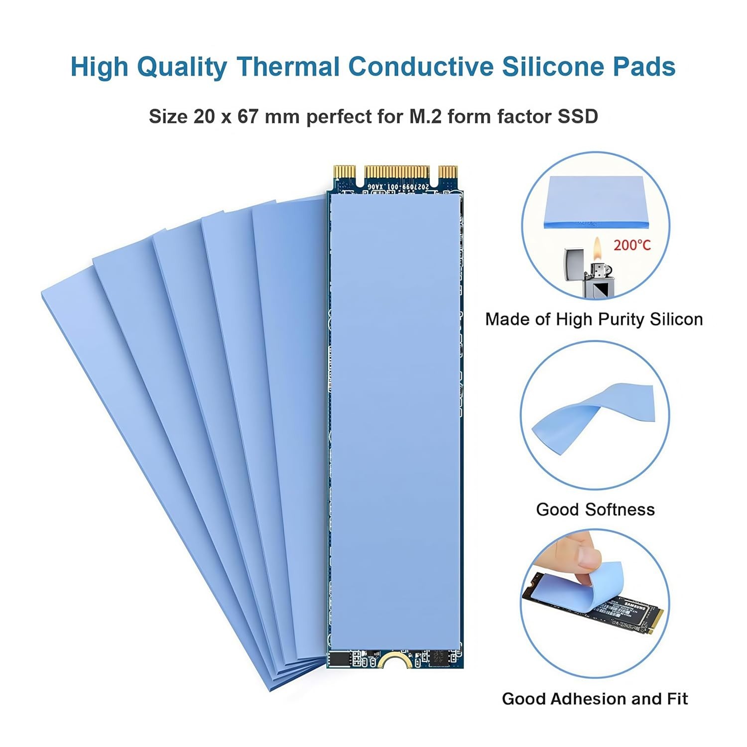 High-Performance Thermal Silicone Pads, 6-Pack for Efficient Electronics Cooling