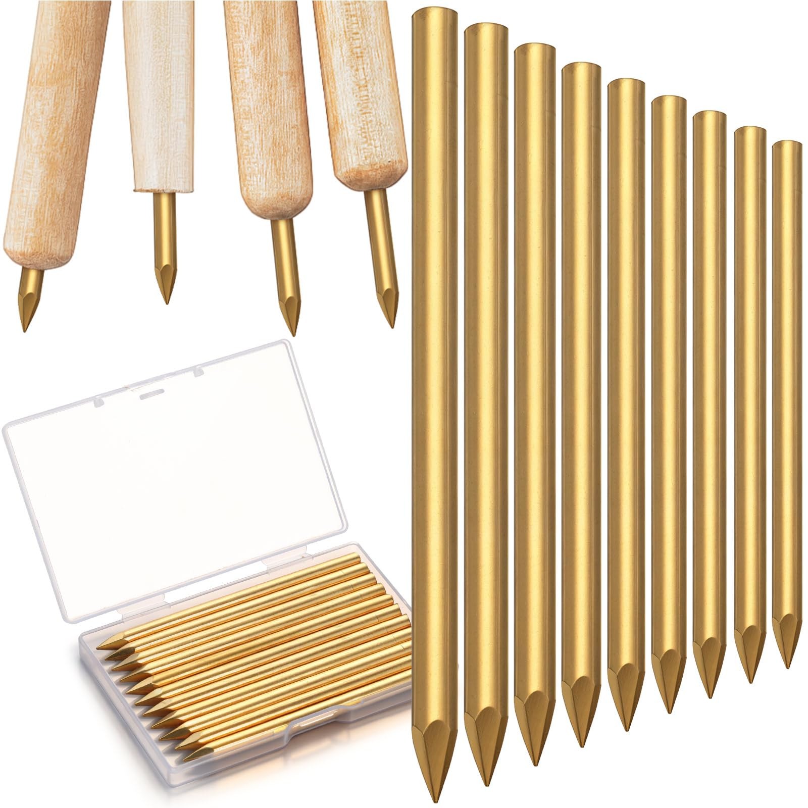 Therwen 12 Pack Brass Flint Knapping Tool 3.5 Inch Nails Flint Knapping Tools...